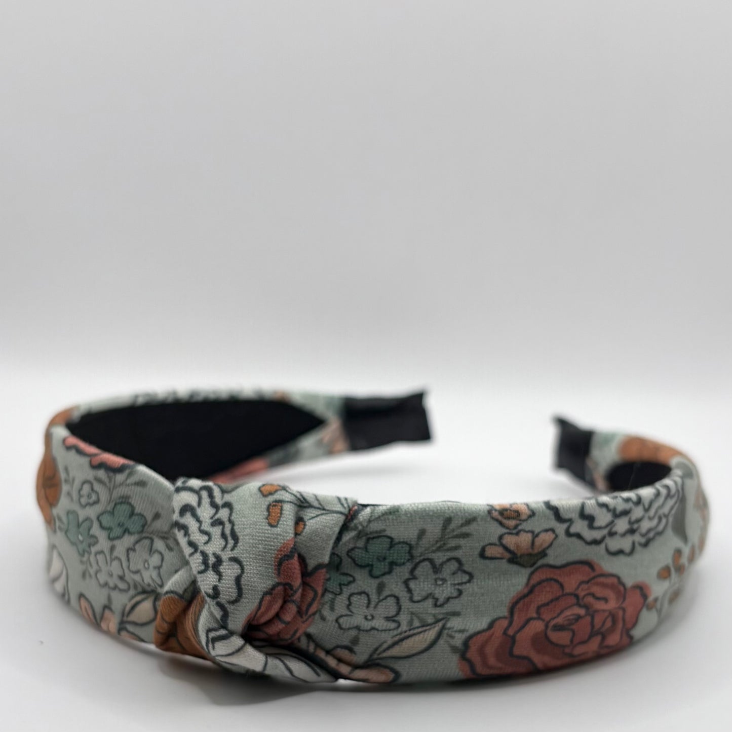 Hard Headband 1 Inch- Aqua Floral