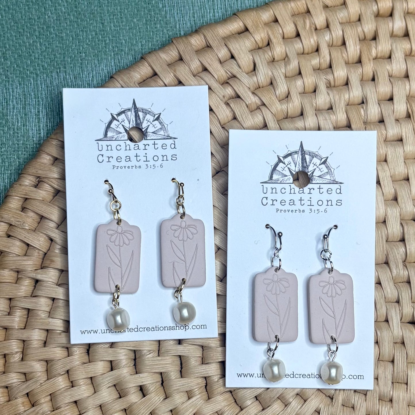 Earring- Soft Pink Daisy Stamped