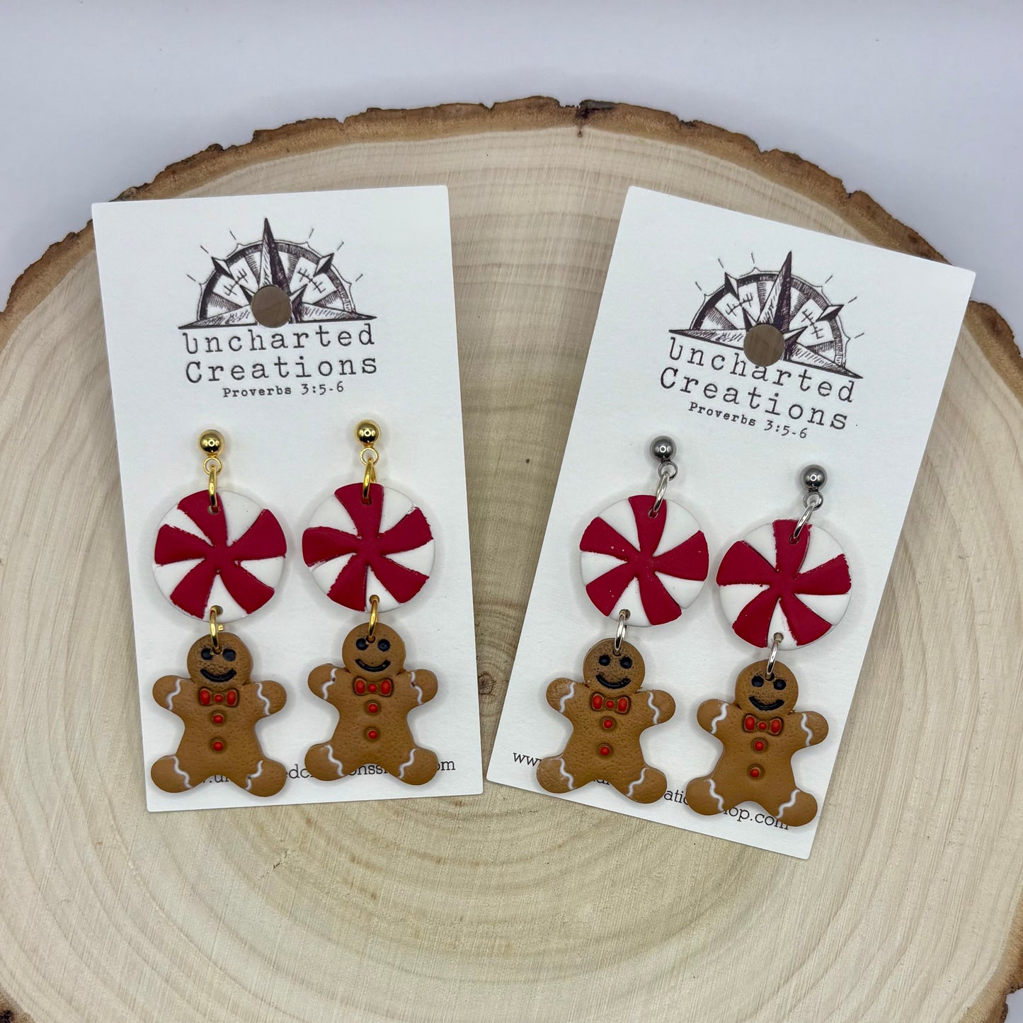 Earring- Peppermint Gingerbreadmen