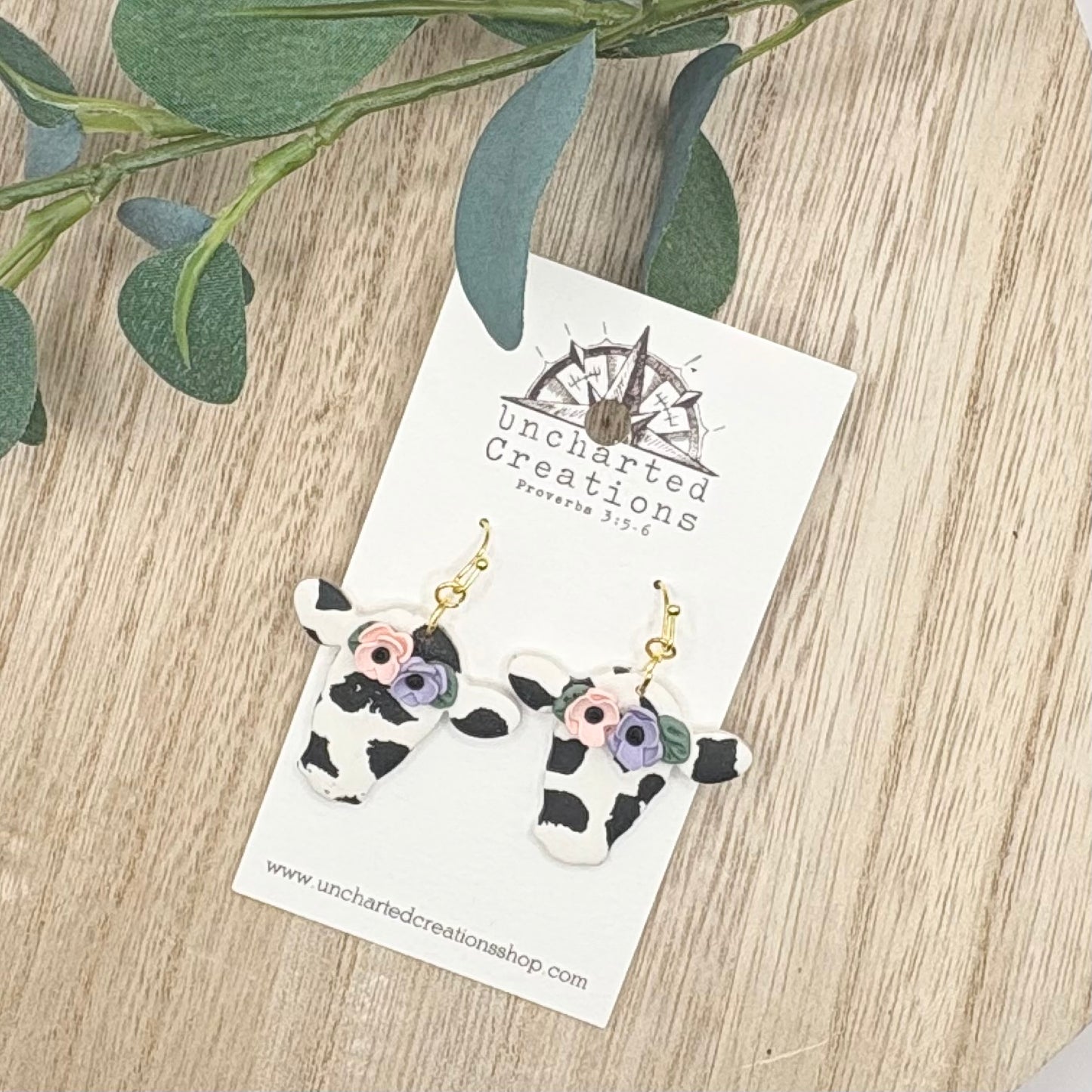Earring- Floral Cows
