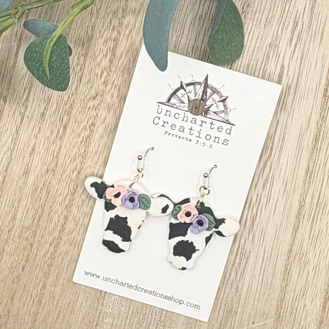 Earring- Floral Cows
