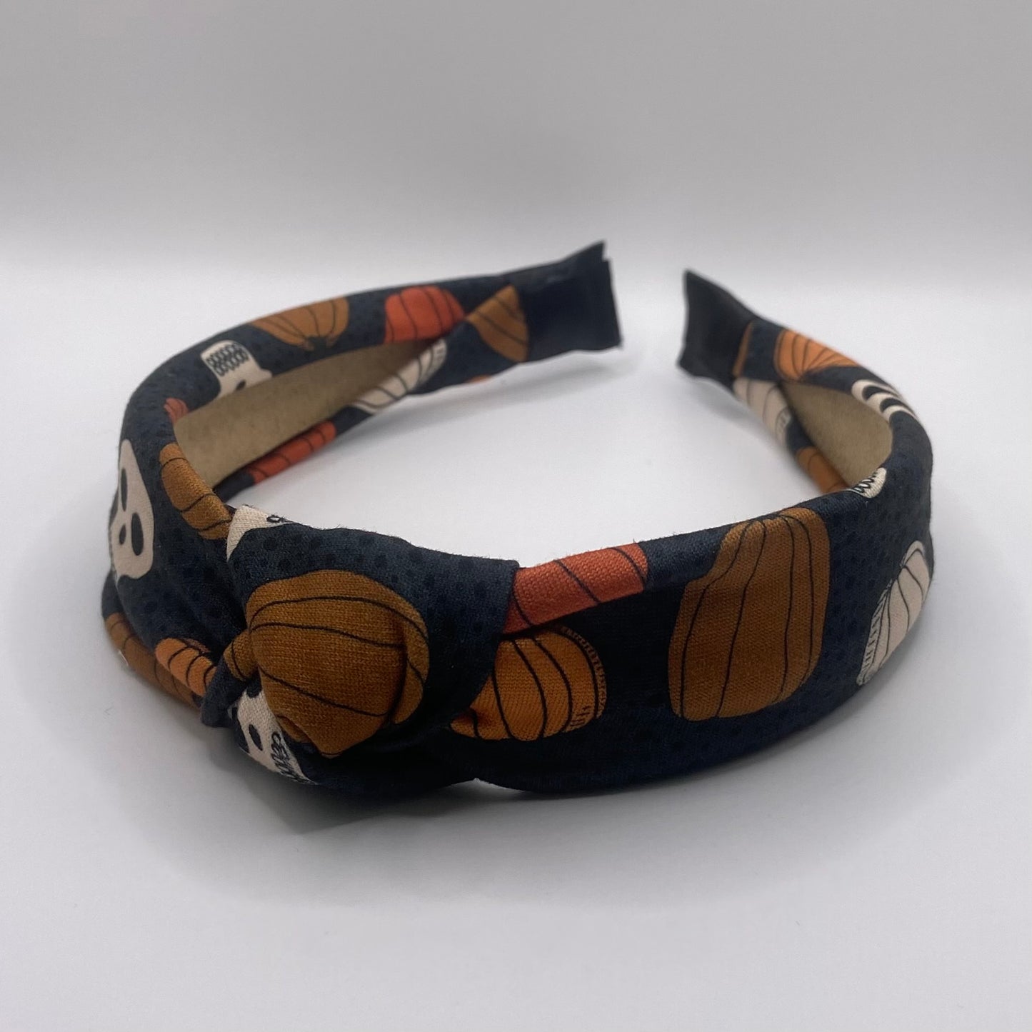 Hard Headband 1 Inch- Spooky Skeleton Pumpkins