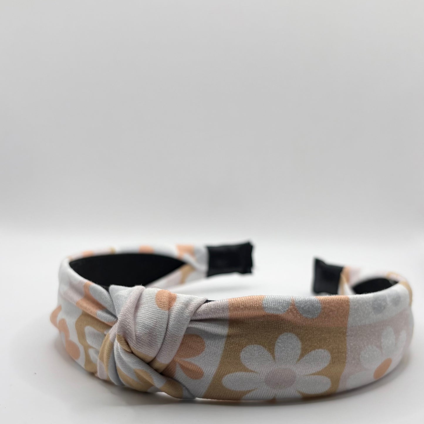 Hard Headband 1 Inch- Muted Checker Floral