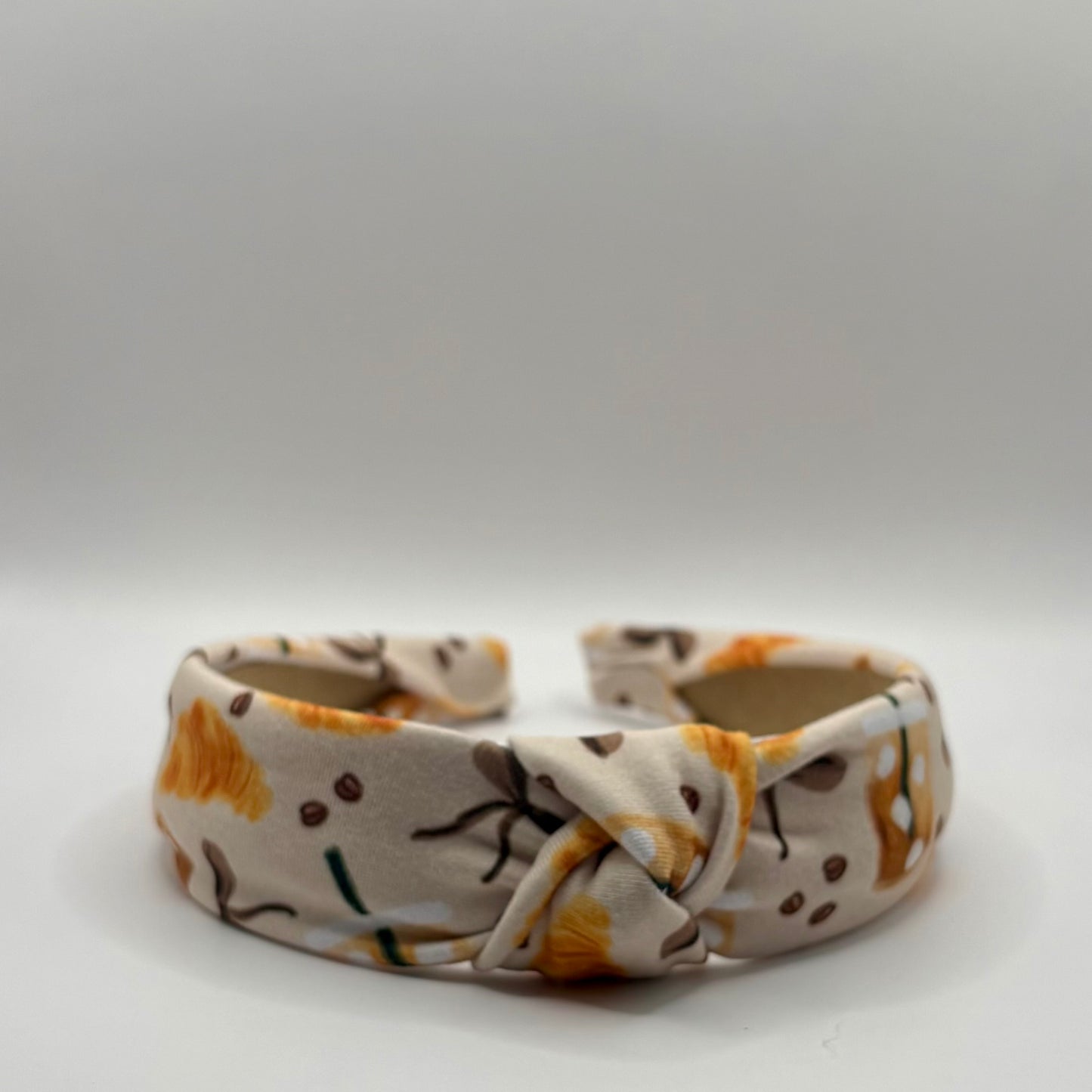 Hard Headband 1 Inch- Coffee and Croissants