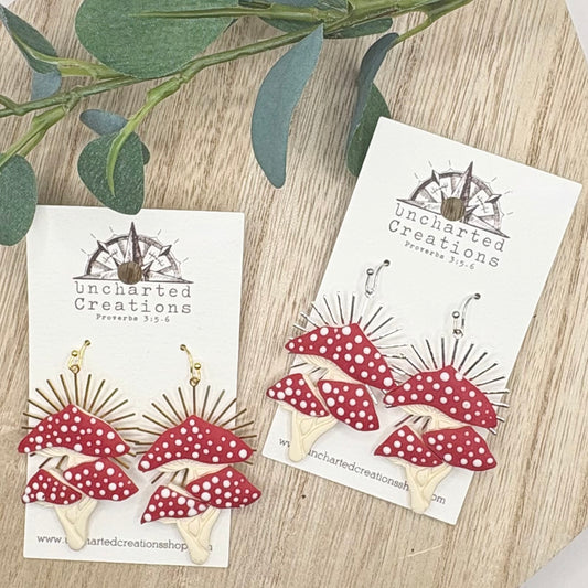 Earring- Sunburst Mushrooms