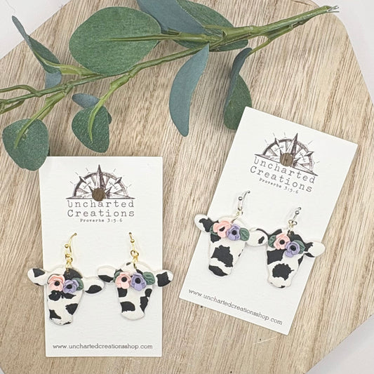 Earring- Floral Cows
