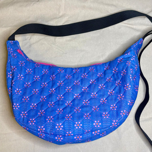 Crescent Bag- Blue and Pink Floral