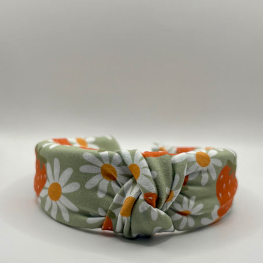 Hard Headband 1.5 Inch- Strawberries and Sage