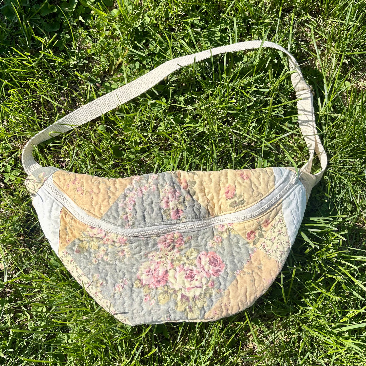 Fanny Pack- Quilted Mustard Yellow Foral
