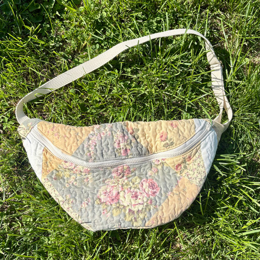 Fanny Pack- Quilted Mustard Yellow Foral