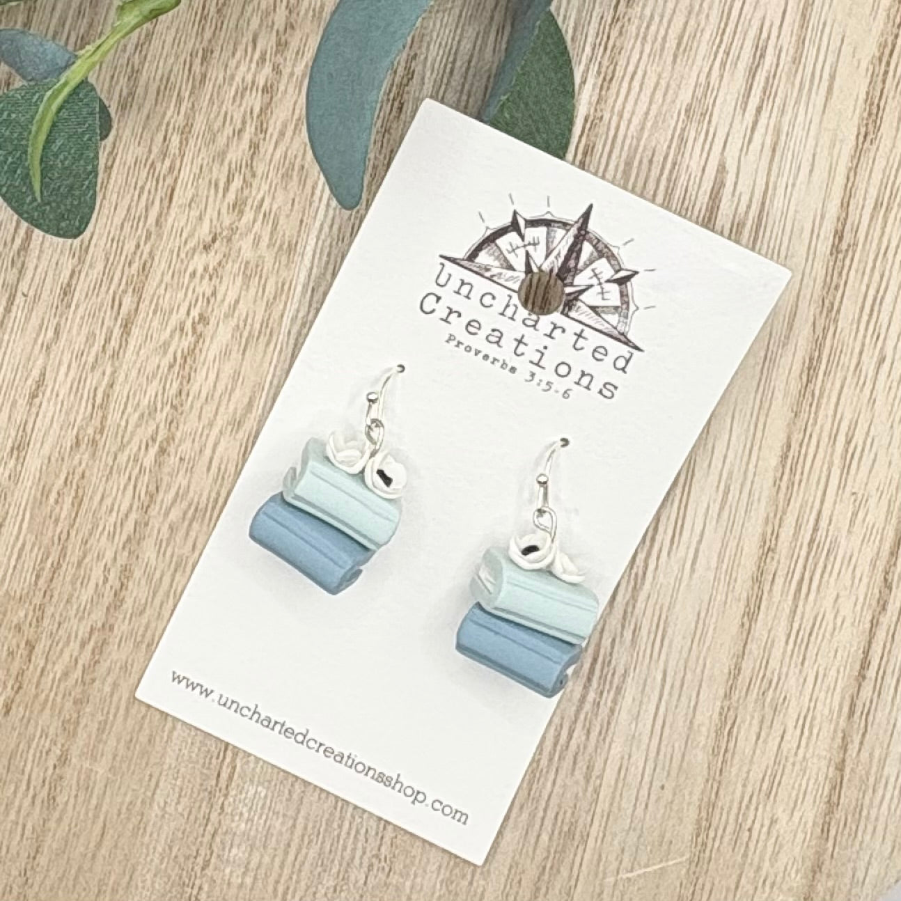 Earring- Mini Blue Bookstack