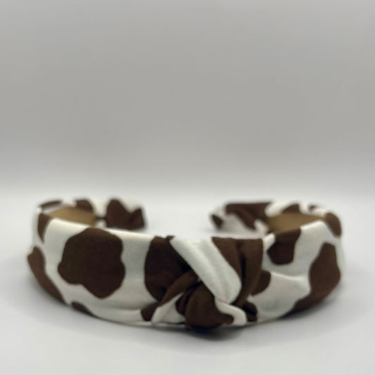 Hard Headband 1 Inch- Brown Cow