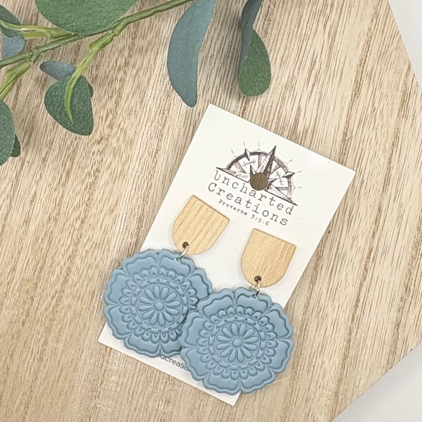 Earring- Dusty Blue Mandalas