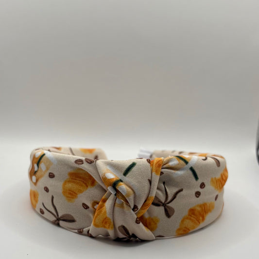 Hard Headband 1.5 Inch- Coffee and Croissants