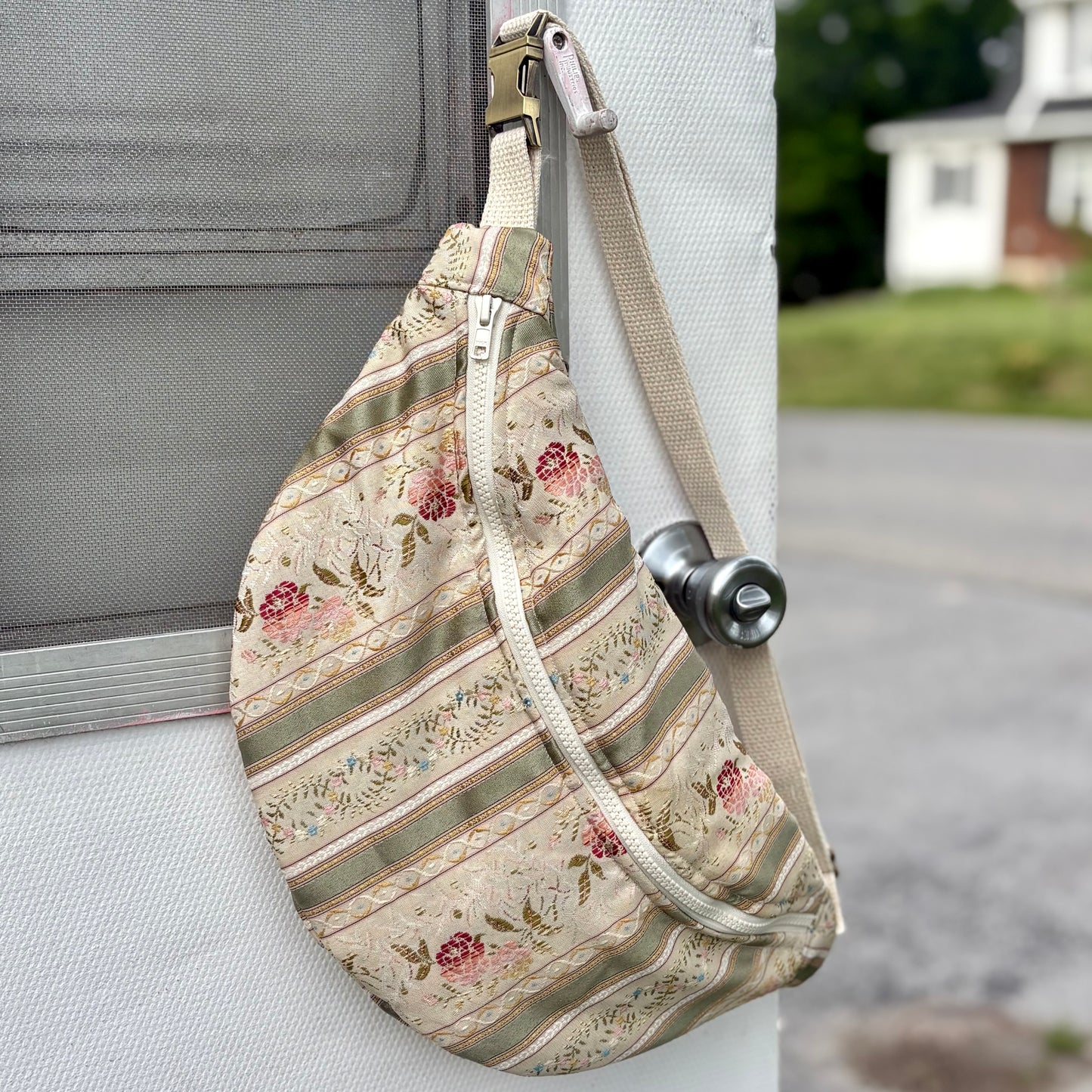 Fanny Pack- Sage and Floral Stripes