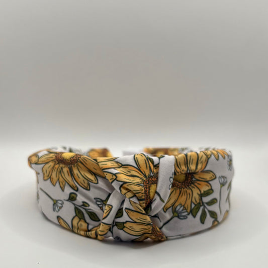 Hard Headband 1.5 Inch- Cream Sunflower
