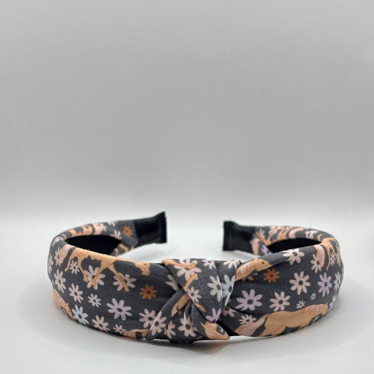 Hard Headband 1 Inch- Floral Horses