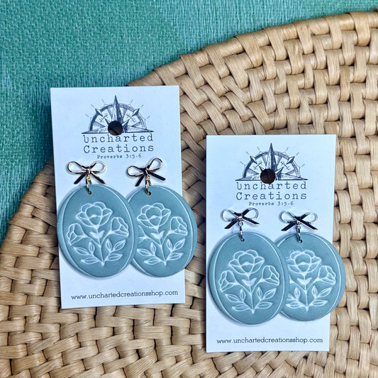 Earring- Sage Floral Frame