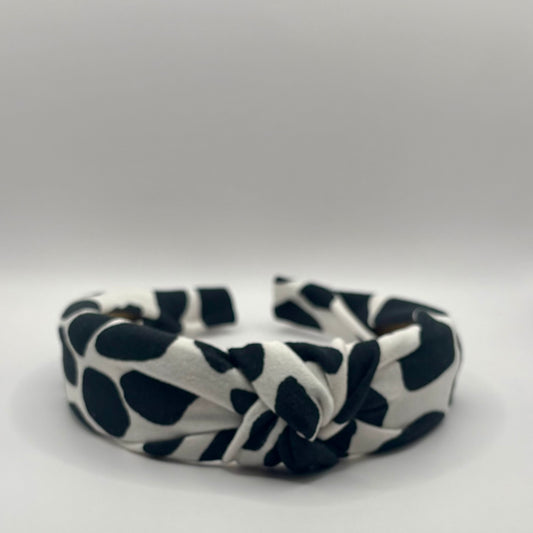 Hard Headband 1 Inch- Black Cow