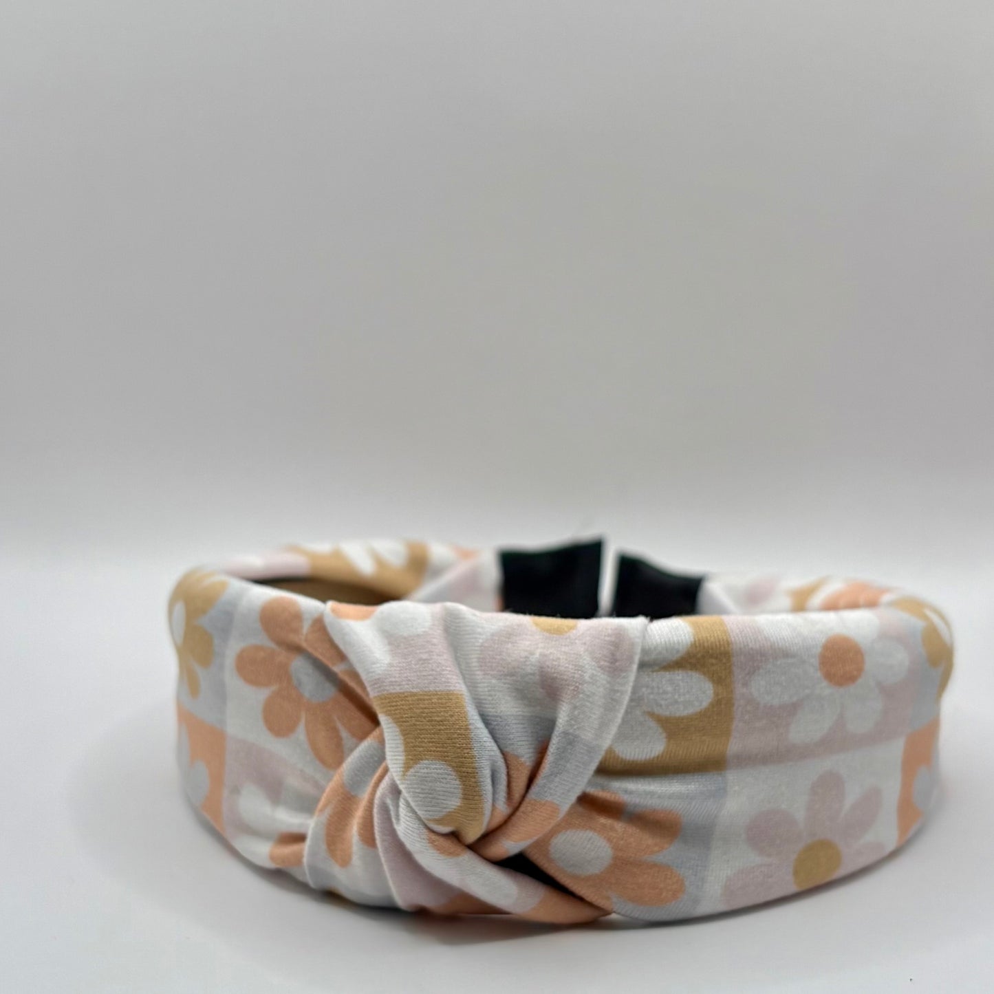 Hard Headband 1.5 Inch- Muted Checker Floral