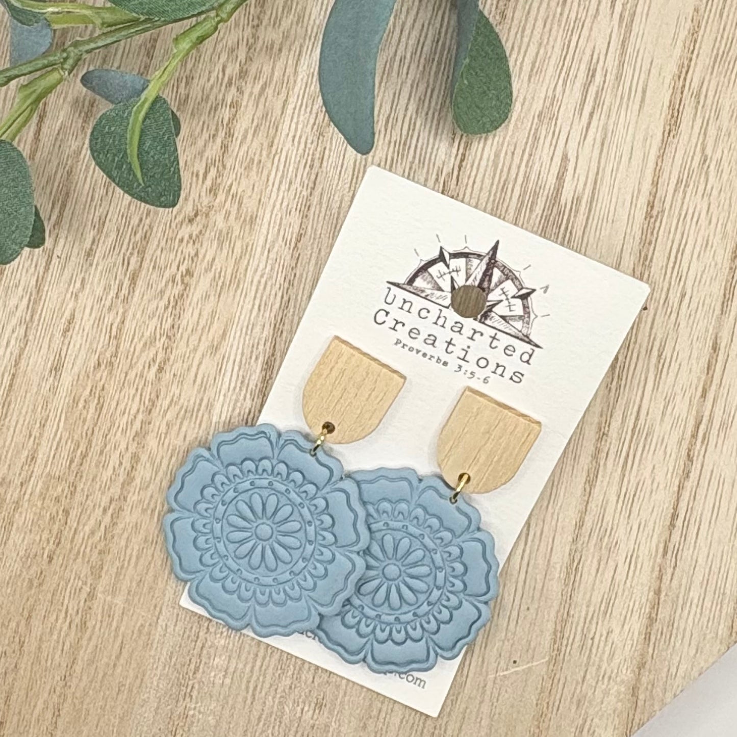 Earring- Dusty Blue Mandalas