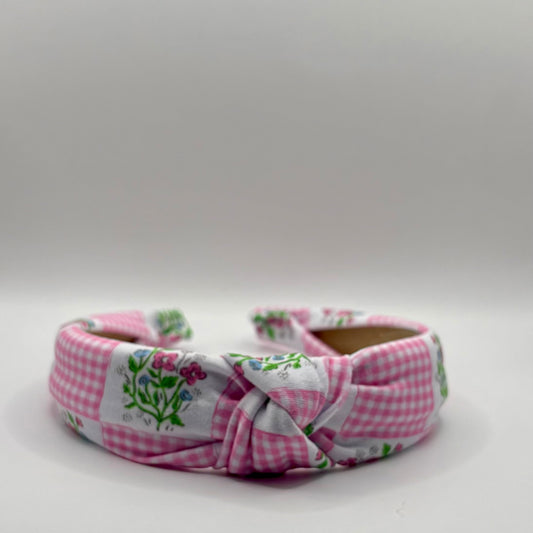Hard Headband 1 Inch- Pink Quilt