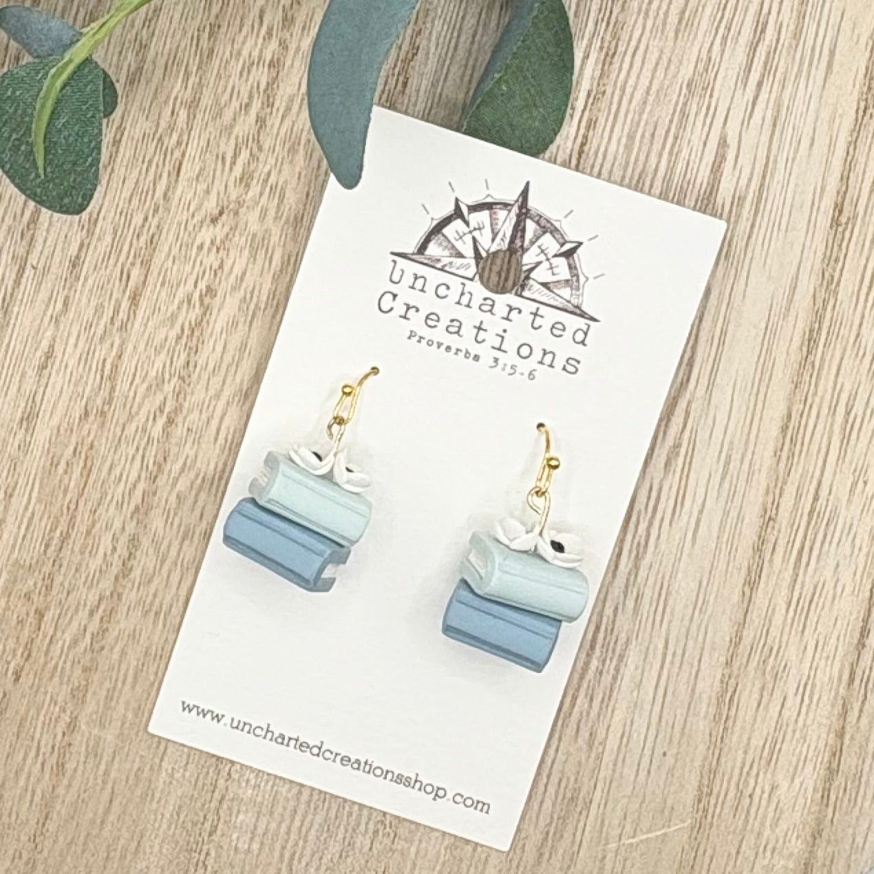 Earring- Mini Blue Bookstack