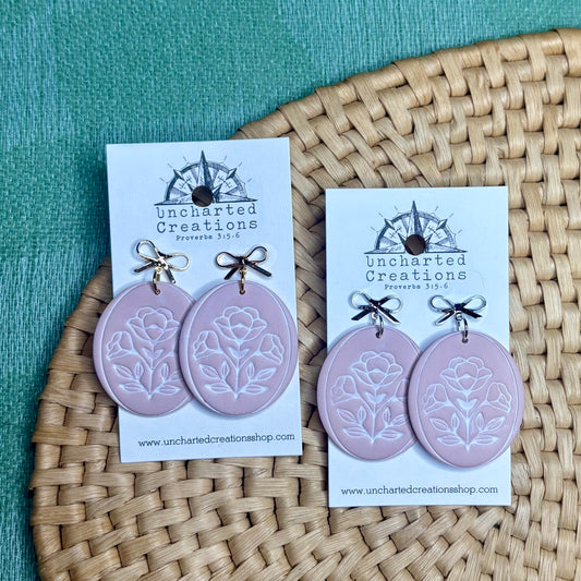 Earring- French Pink Floral Frame