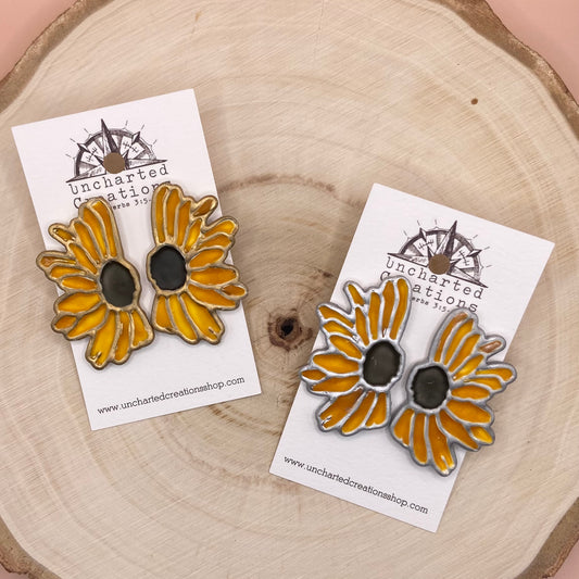 Earrings- Stainglass Sunflower Statement Stud