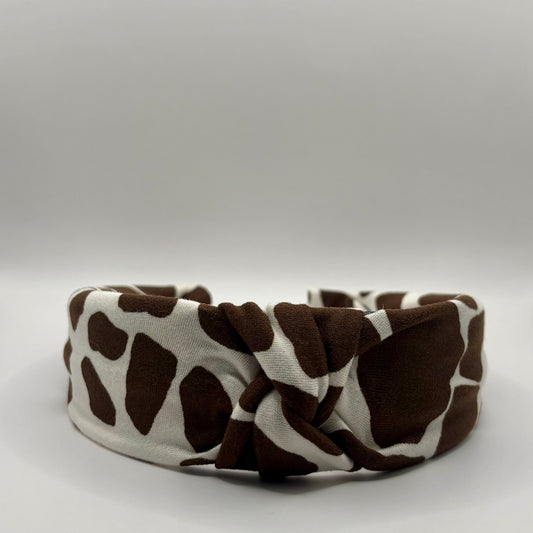 Hard Headband 1.5 Inch- Brown Cow