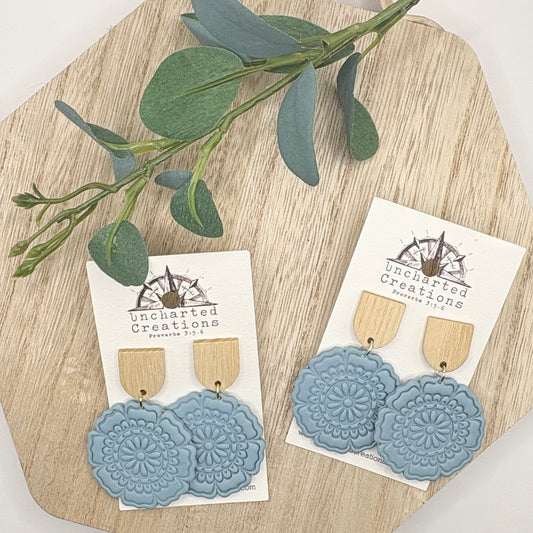 Earring- Dusty Blue Mandalas