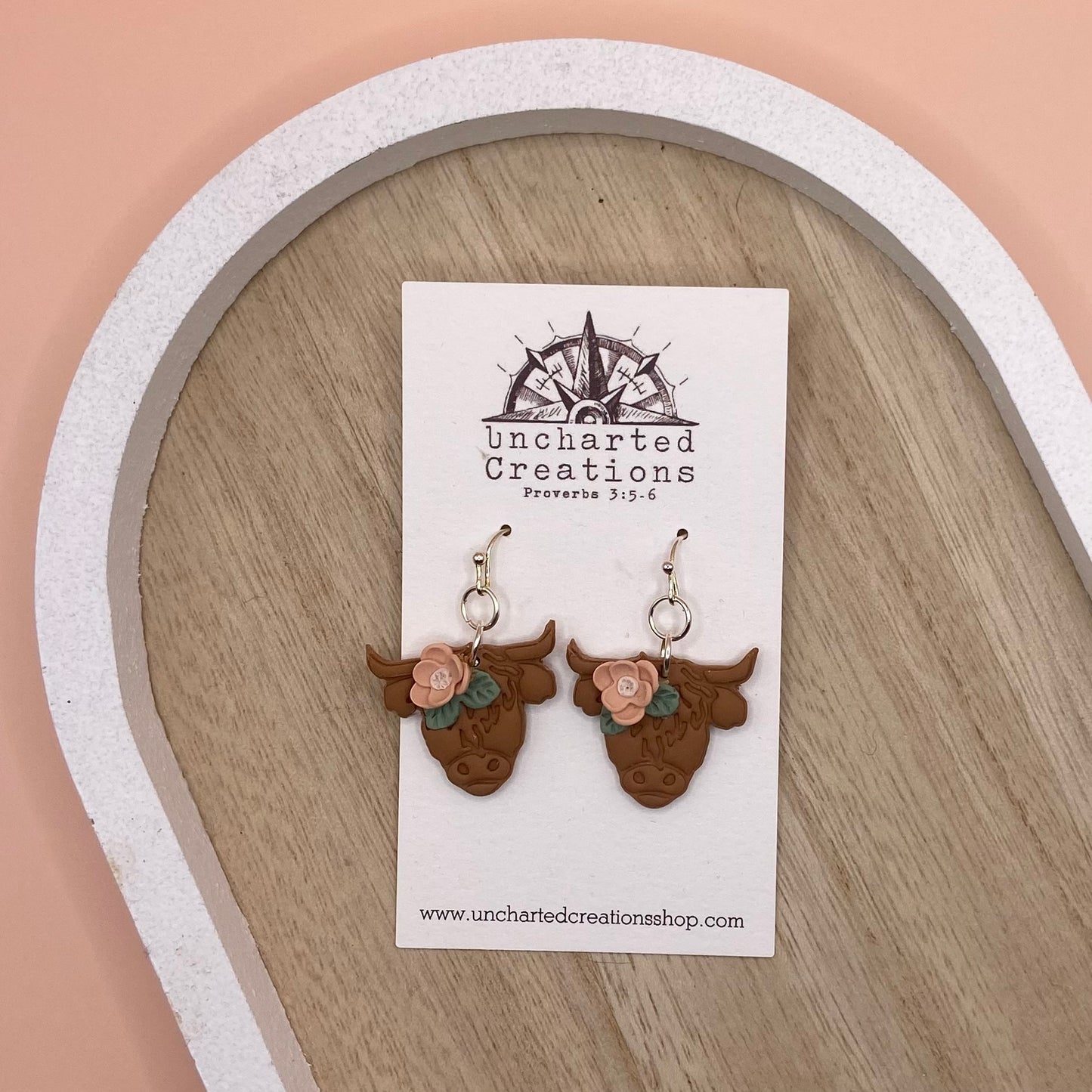 Earrings- Floral Highland Cows