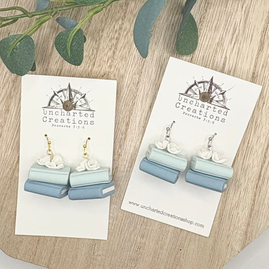 Earring- Blue Bookstack