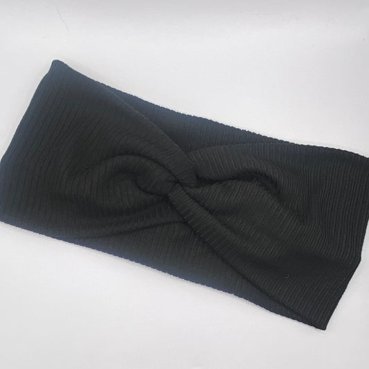 Turban- Black Ribbed- Cozy Collection