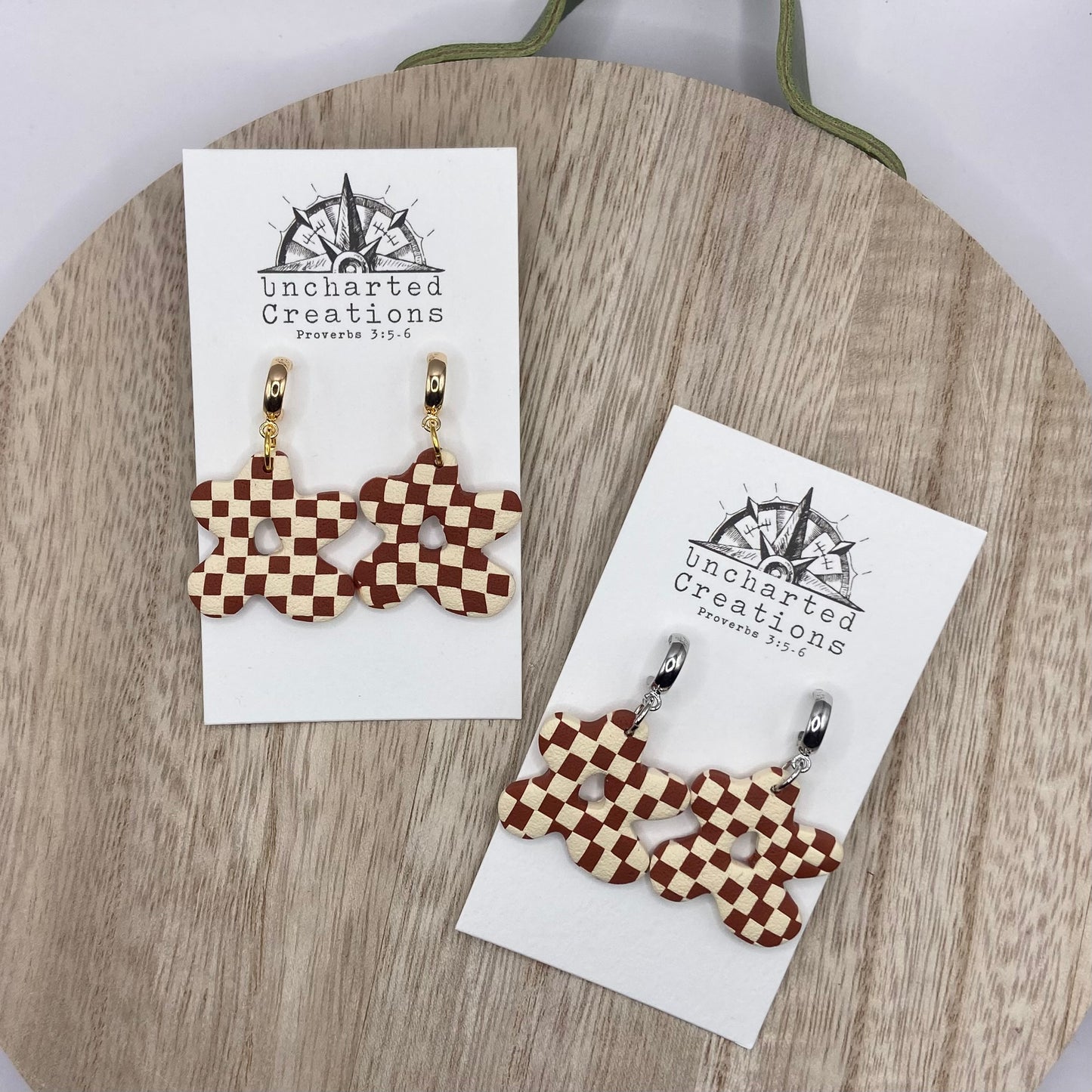 Earrings- Maple Checker Funky Flowers