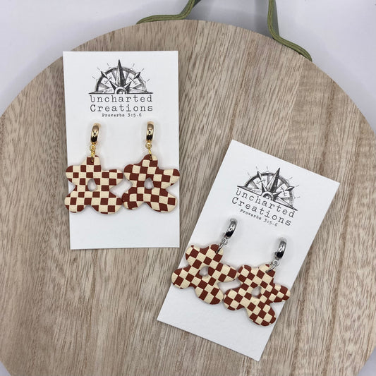 Earrings- Maple Checker Funky Flowers