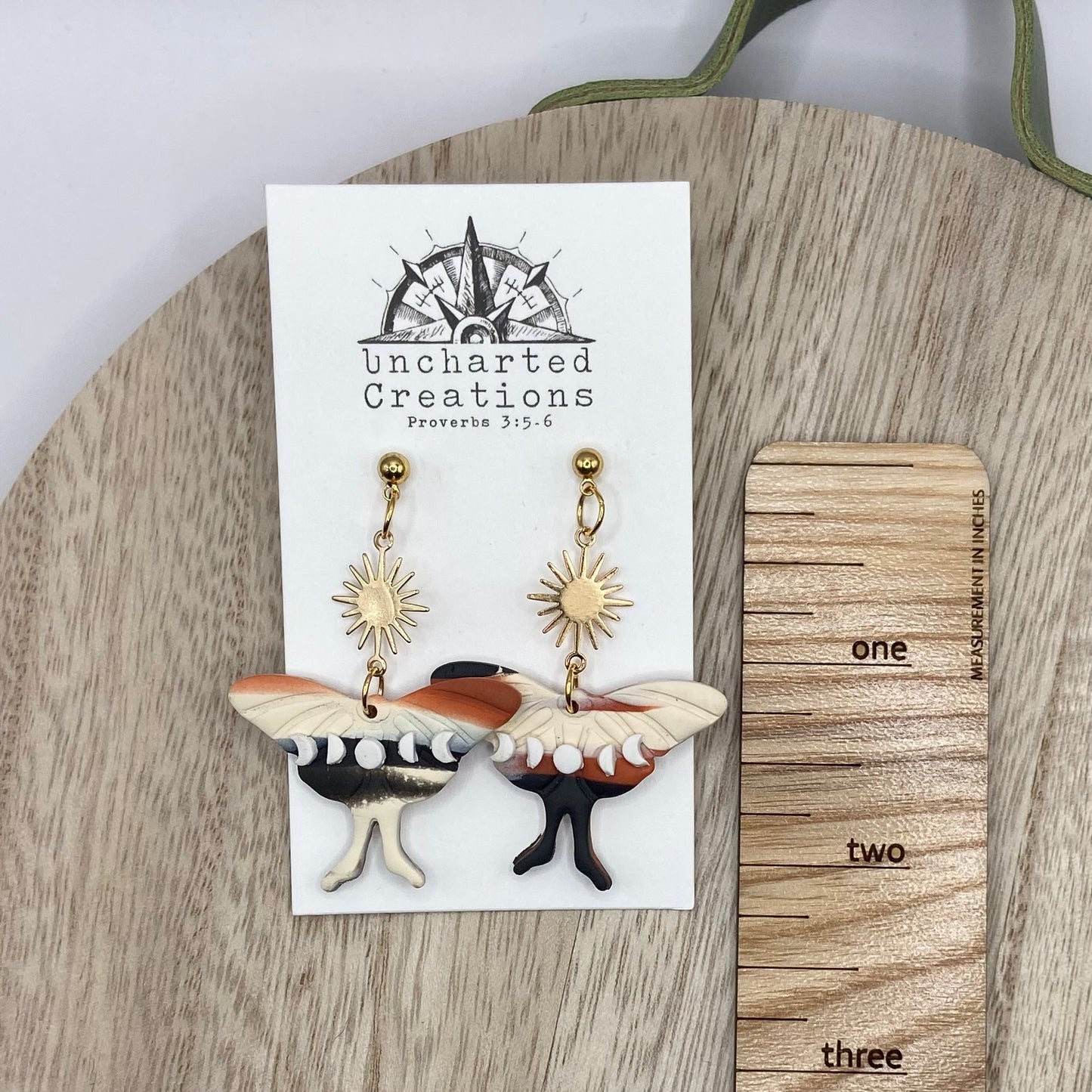 Earrings- Marble Moon Moths