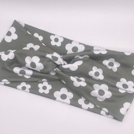 Turban- Grey Daisy