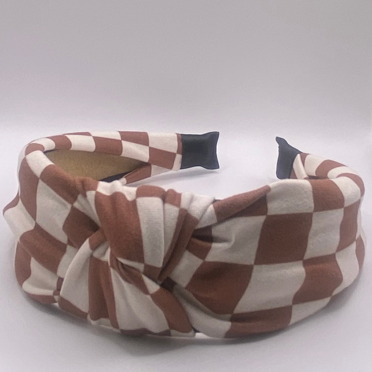 Hard Headband 1.5 Inch- Chocolate Brown Checker