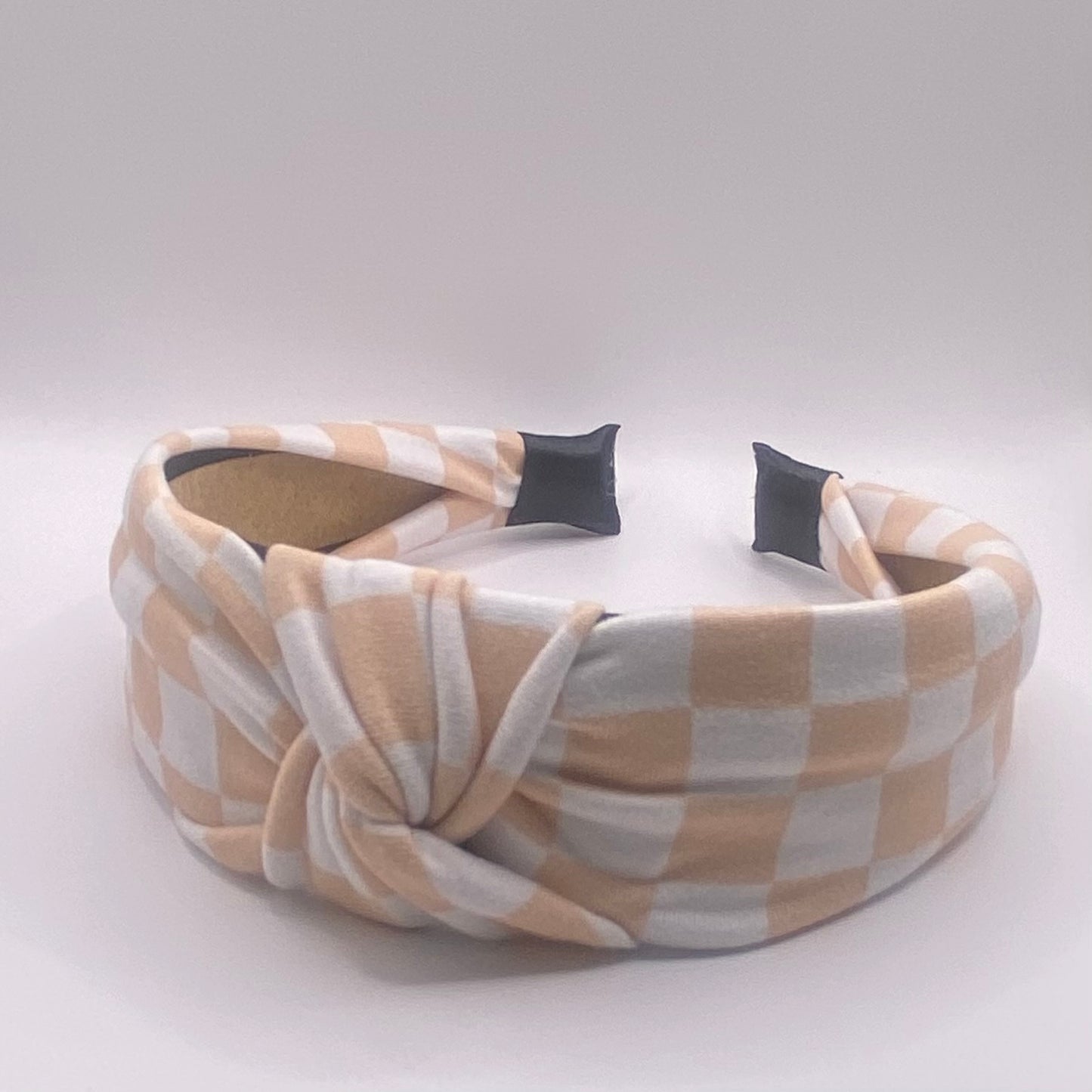 Hard Headband 1.5 Inch- Cream Checker