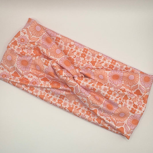 Turban- Retro Flowers and Mushies